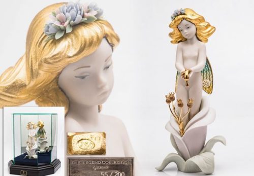 【世界限定200体】リヤドロ レジェンドコレクション「Life」妖精 フィギュリン 750刻金ブローチ 専用ケース 箱付属