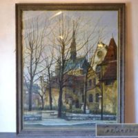 樹木ある教会風景