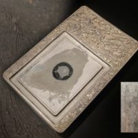 書道具 雲龍図彫 裏面人物漢文刻 眼入 大硯