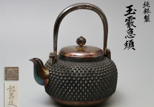 【純銀製】龍昇造 玉霰急須