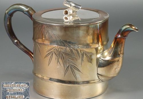 【STERLING刻】竹把手 笹文 銀製 水注