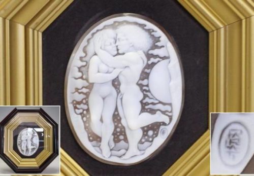 彫刻美術 カルロ・パルラーティ カメオ 額装