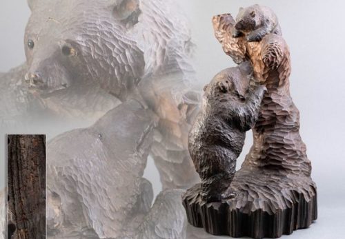 ケントチ アイヌ作 木彫 熊 置物