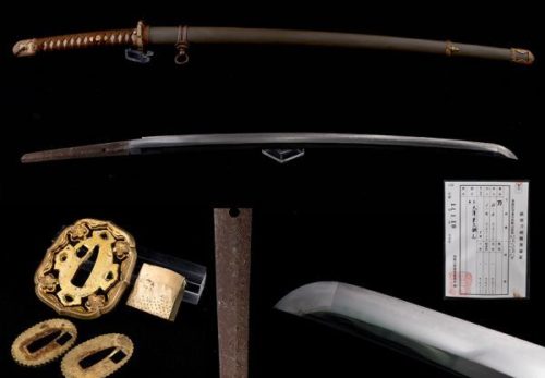 旧日本陸軍 大澤兼久鍛之 軍刀 桜紋 拵え