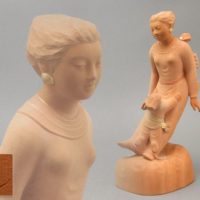 彫刻家 直在銘 木彫彩色 人物像