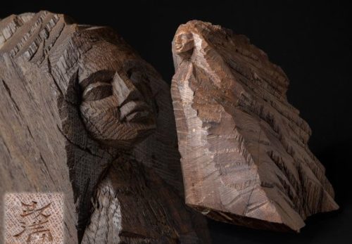 瀧口政満作　木彫「地吹雪」