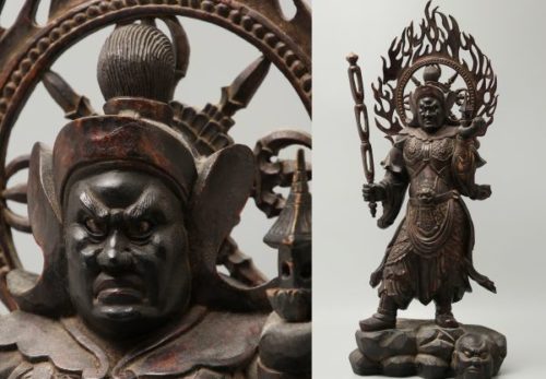 仏教美術 木彫 玉眼 四天王 多聞天