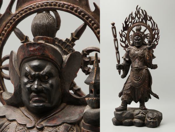 仏教美術 木彫 玉眼 四天王 多聞天