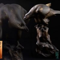 鋳金作家 八井孝二作 鋳銅 鳶