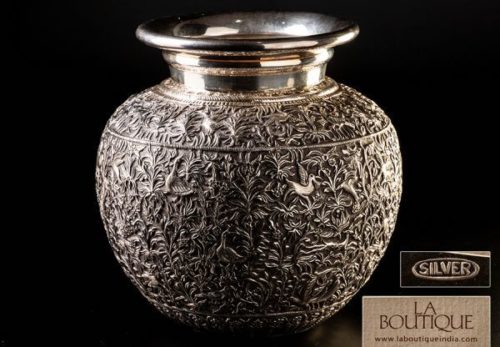 【SILVER刻】LA BOUTIQUE 花鳥文 壷