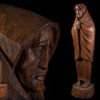 【彫刻家 瀧口政満作 希少作品一挙に出品】木彫「老婆」アイヌ彫刻