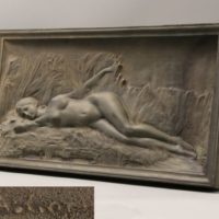 彫刻美術 在銘 ブロンズ製 裸婦像 レリーフ