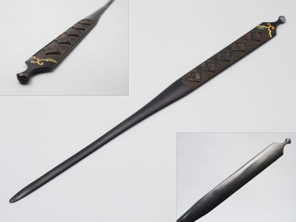 武具 銅地 鍍金花菱文魚々子地 笄