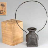 御竹細工師 和田鱗司造 唐物写篭花入 共箱