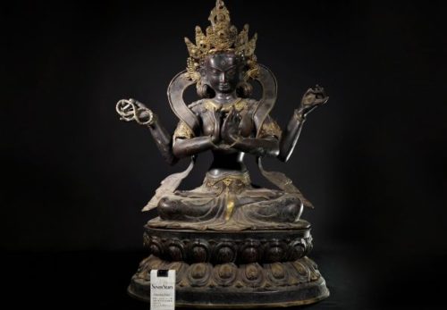 古銅 シャドゥクシャリー・アヴァローキテーシュワラ 六字観音菩薩坐像