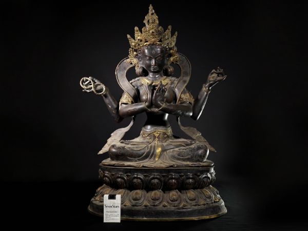 古銅 シャドゥクシャリー・アヴァローキテーシュワラ 六字観音菩薩坐像