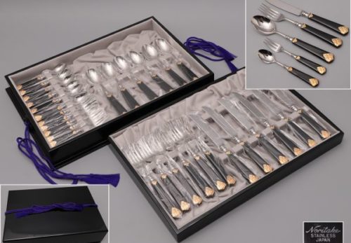 Noritake ノリタケ 金彩装飾黒色柄 カトラリー 5種セット 計30点