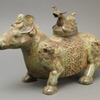 中国美術 青銅 牛形 香炉 / 時代古玩唐物金工美術香道具香爐茶道具茶室茶器香合香盒仏具