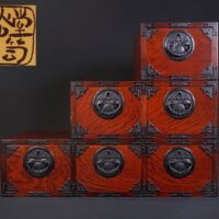 岩谷堂民芸家具 階段箪笥 たんす 欅化粧板 桐文鉄金具