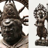 仏教美術 木彫 玉眼 四天王 増長天像 高さ75cm