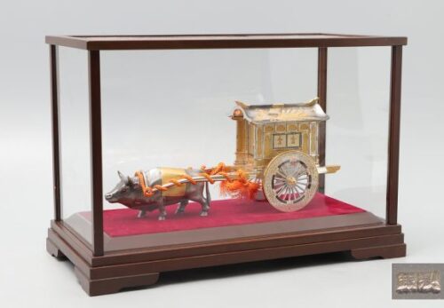 . 豪華 ◆ 金工美術【銀製】刻 牛曳御所車 ケース付属