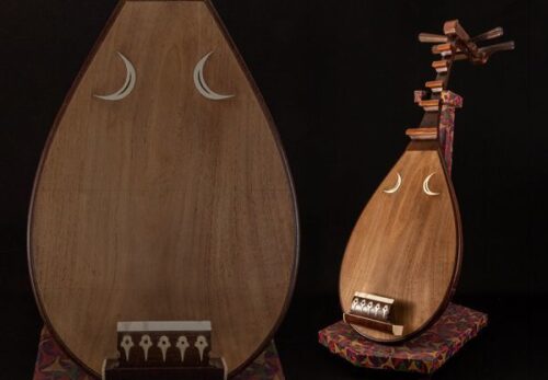 和楽器 五弦 筑前琵琶 全長94.5cm 撥・琵琶立付属