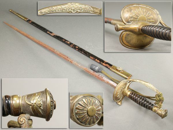 旧日本陸軍 蜻蛉剣 拵え 全長82.5cm 刀緒付属