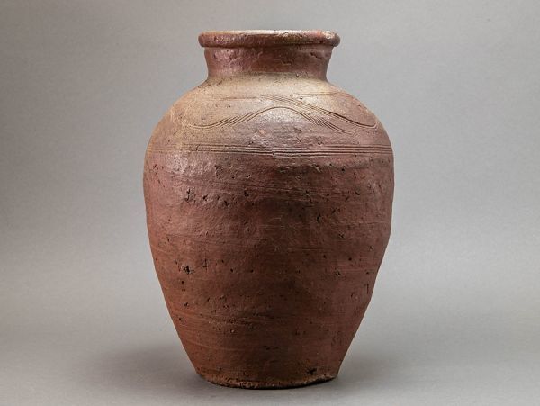 古備前 紋様入 壷 高さ38.5cm 合箱