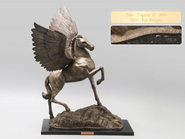 西洋彫刻美術【Ron Rodgers】作 ブロンズ製 「Pegasus Ⅱ」 ペガサス 馬 大理石台座