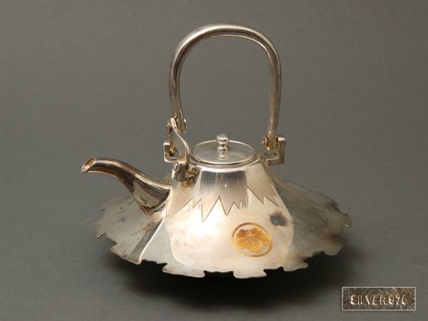 【SILVER970刻】銀製 丸に蔦紋 富士形 銚子 重量341.5g