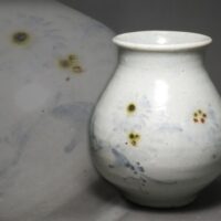 李朝時代 染付花文 壷 合箱