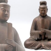 東洋彫刻美術 古銅 賢人像 高さ37cm