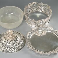 ホールマーク有 銀製 透細工 花唐草文 コンポート 総重量548.0g