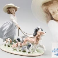 LLADRO リヤドロ No.6784「仔犬たちの行進」少女 フィギュリン 置物