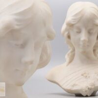 西洋彫刻美術 サイン有 人工大理石 女性像 胸像 高さ36.5cm