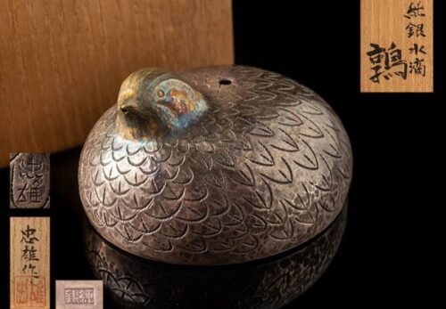 金工家 加藤忠雄作 純銀水滴 兎 重量60g 共箱