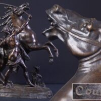 TR820. 西洋彫刻美術【Attilio de luca】作『ギヨーム・クストゥ-マルリーの馬』模作 デルマー美術鋳造所 幅53cm
