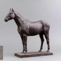 彫刻家 大須賀力作 ブロンズ 馬 置物 高さ31.6cm 台座付属 1951年