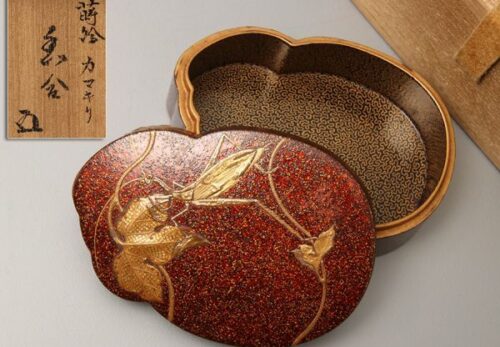 時代茶道具 蒔絵 カマキリ 香合 花押入 合箱