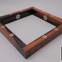 茶道具 田原一斉作 黒柿文様蒔絵炉縁