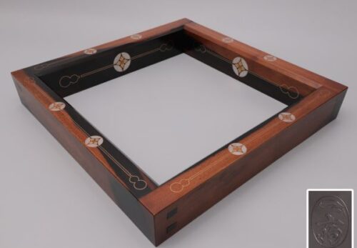 茶道具 田原一斉作 黒柿文様蒔絵炉縁