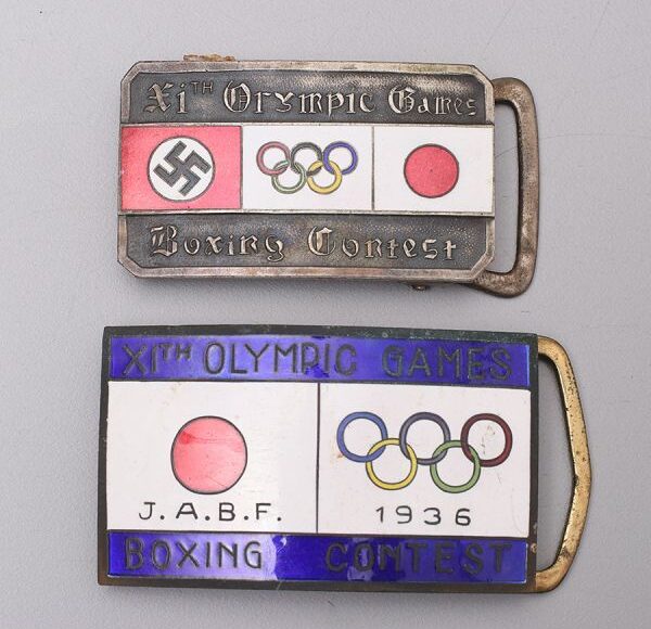 コレクター放出品 ◆ 1936年 ヘルシンキオリンピック 日本 ボクシング バックル 2点セット JABF