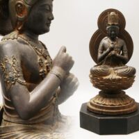 仏教彫刻美術 金彩細密彫 大日如来座像 台座付属